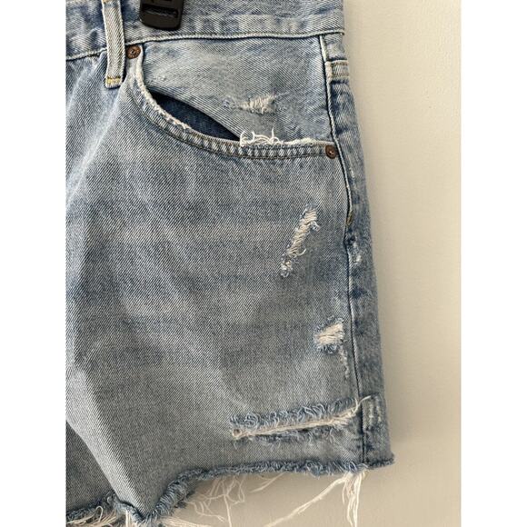 AGOLDE 32 Cotton Relaxed Frayed Hem High Rise Cutoff Shorts - Picture 3 of 9